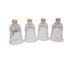 Set of 4 Vtg Homeco Clear Glass Candle Votive Holder Peg Shade 5" ArtDeco Ribbed